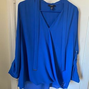 Alfani Blue Blouse with Cuffed Sleeves